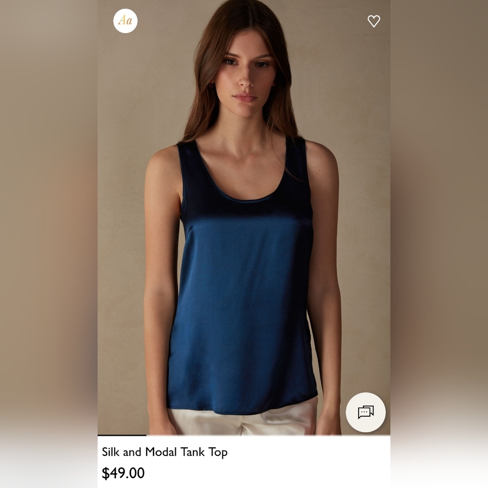 Intimissimi Midnight Blue Silk Tank Top